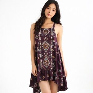 Free People Intimately Boho Floral Racerback Cutout Hi Low Flowing Dress Size XS